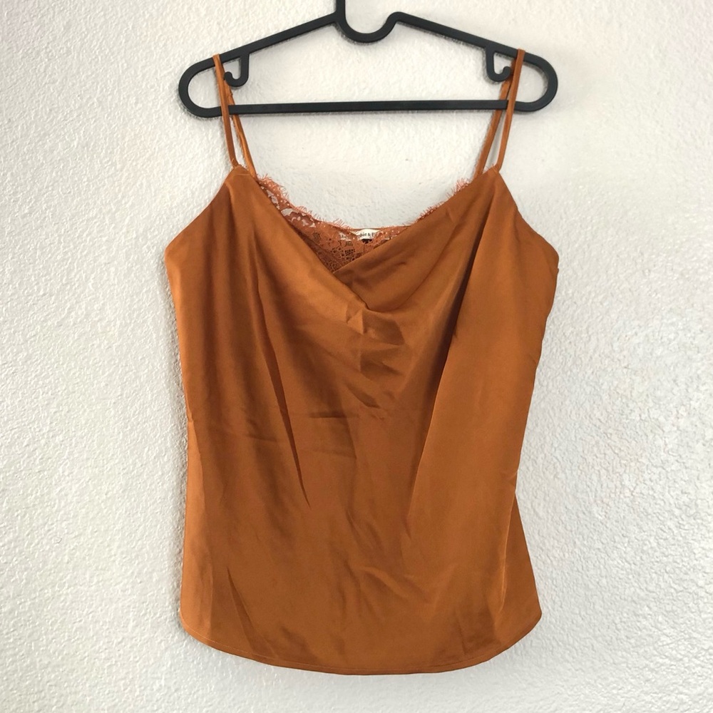 NWOT Abercrombie & Fitch Rust-Orange Satin Lace Cami